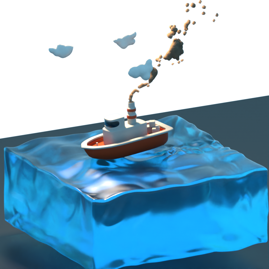 Cinema 4D - Design Animated Boat floating on water Surface