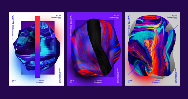 Baugasm™ Series #8 – Design Abstract Textures and Poster with Acrylic Paint, Photoshop and Cinema 4D
