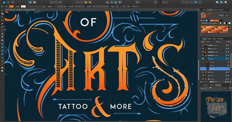 Affinity Designer- Design artistic text and Create Fonts