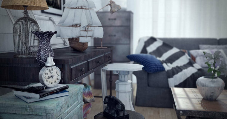 Realistic interior visualization in VrayForC4d, Industrial style room