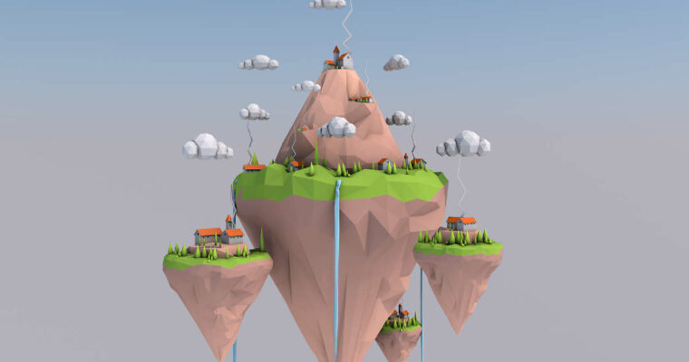 Creating a low poly floating islands in Cinema 4D