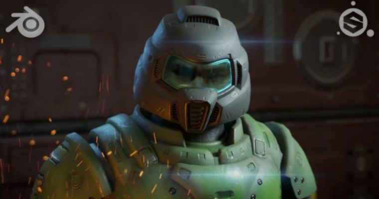 Space Marine Helmet – 3D Game Art with Blender 2.8 and Substance Painter by Daniel Kim (Blender 2.82 )