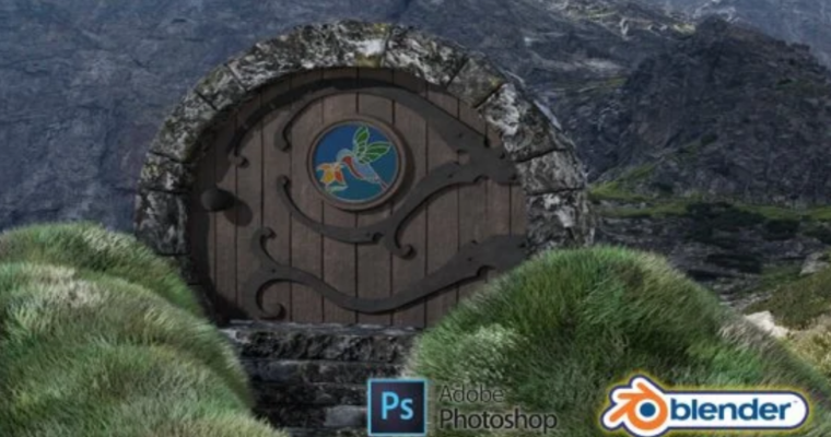 3D Modelling a Hobbit Door Scene in Blender 2.9 & Adobe Photoshop