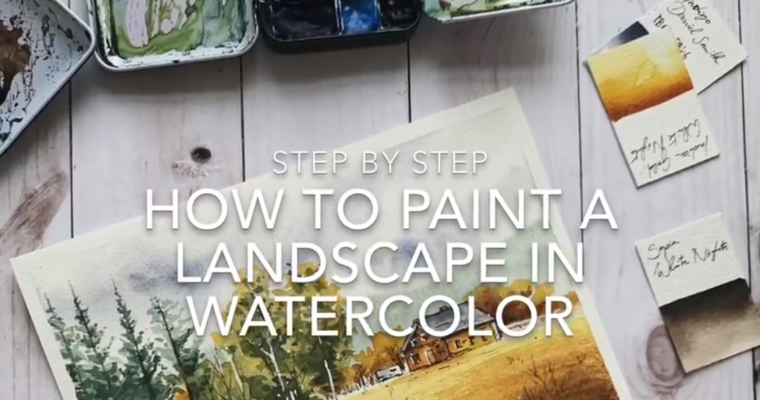 Painting a landscape in watercolor by JowishkaArt