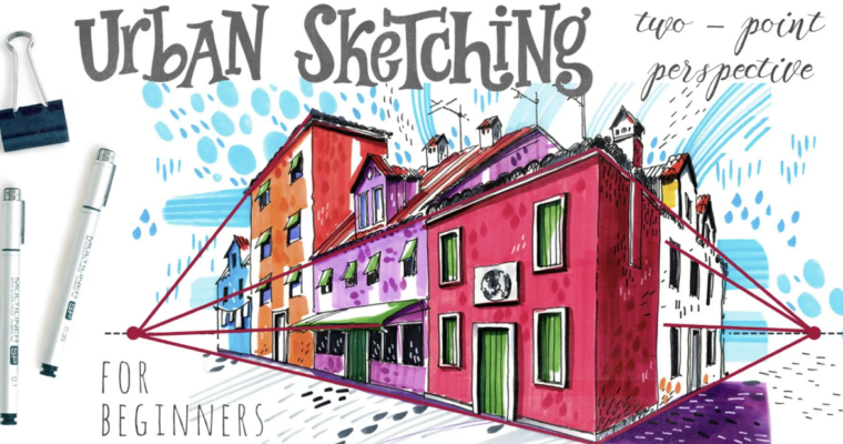Urban Sketching for Beginners 1 & 2 – Point Perspective by Julia Henze