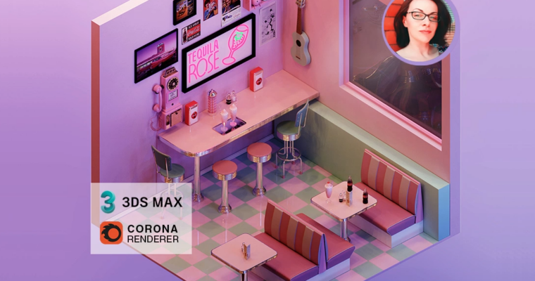 Render an Isometric Retro Diner in 3ds Max and Corona Renderer by Elena V Miller