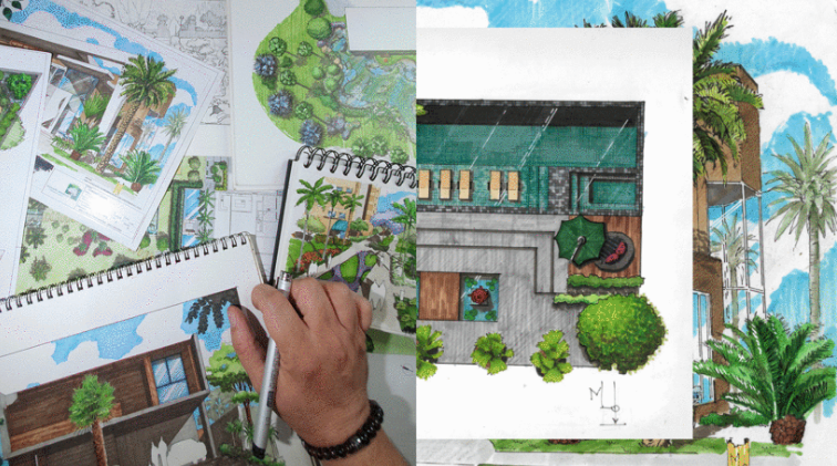 learn how to create architectural illustrations entirely by hand