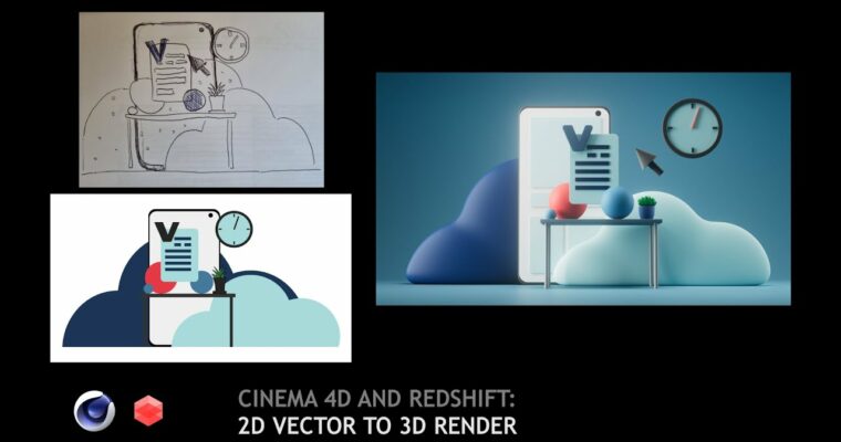 Cinema 4D and Redshift – 2D vector to 3D render