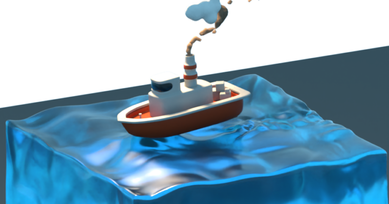 Cinema 4D – Design Animated Boat floating on water Surface