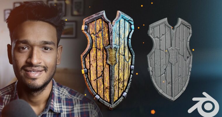 Blender 3D – Model and texture a stylised shield by Harshavardhan Saravanan