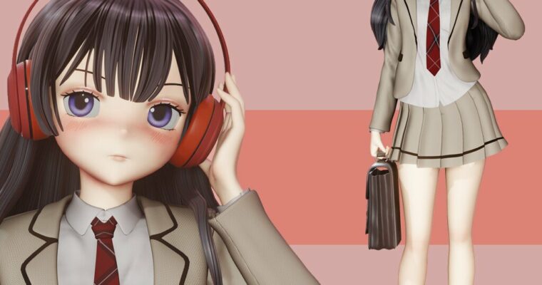 Anime School Girl – Blender 3.0 Full Process videos & 3D model by Flycat