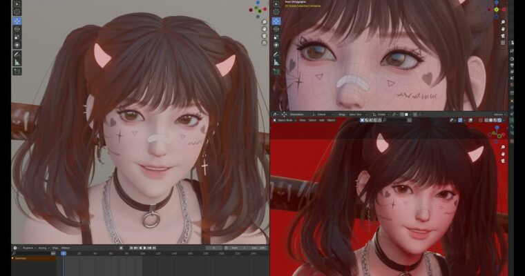 Blender – Cute Girl modeling – Full process by Flycat