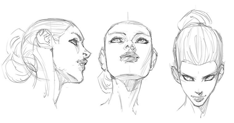 How To Draw Dynamic Heads & Faces In Perspective – Drawing Downward & Upward Angles