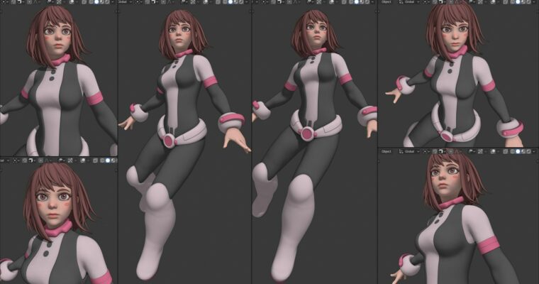 Uraraka Ochako – Character Creation In Blender by YanSculpts