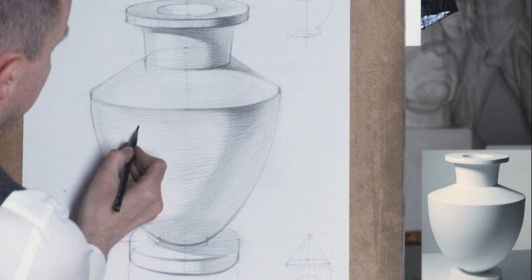 [Stroganov Moscow State University of Arts and Industry] Drawing a vase and rosette (Рисование вазы и розетки – Russian, Eng Sub)