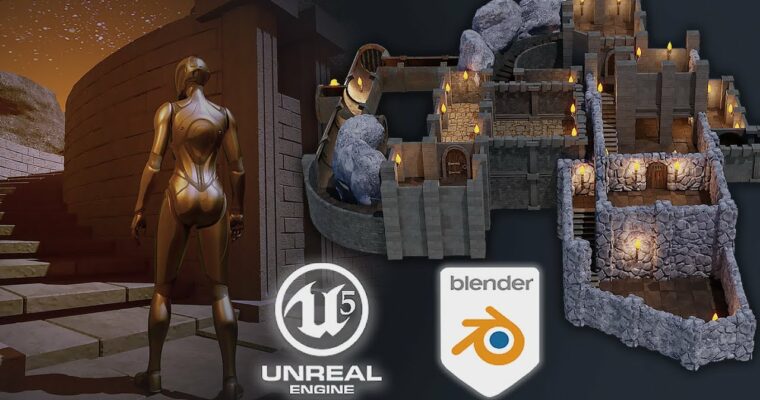 Blender 3 to Unreal Engine 5 Dungeon Modular Kitbash by 3D Tudor