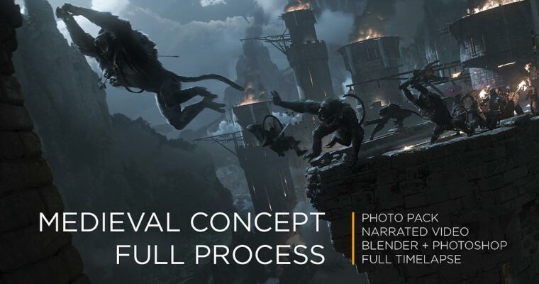 Concept Art Full Process – Medieval Scene by Romain Jouandeau