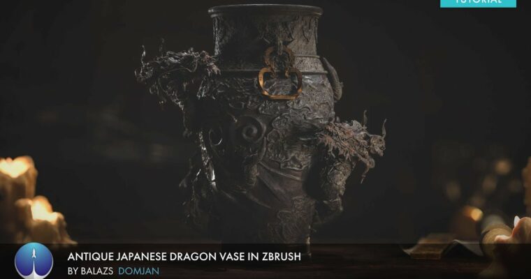 Antique Japanese Dragon Vase in Zbrush by Balazs Domjan (Experience Points)