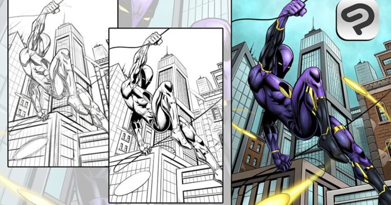 How to Draw a Superhero Scene – Sketch to Colors