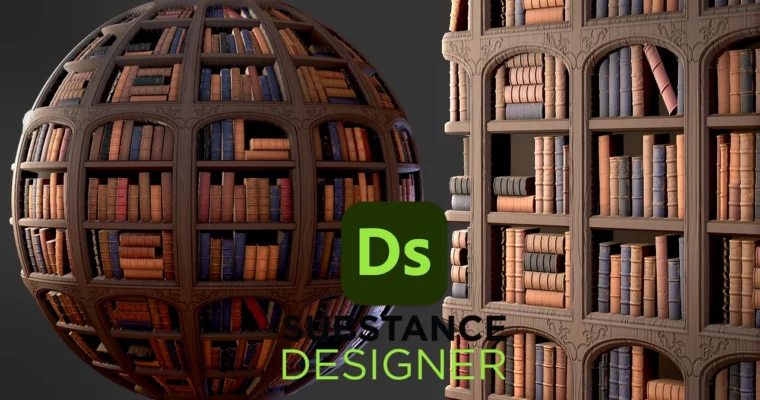 Stylized Bookshelf – Substance 3D Designer by 3dex