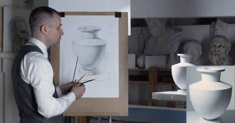 Drawing Vase and Rosette by Alexander Ryzhkin (Рисование вазы и розетки – Russian, Eng sub)