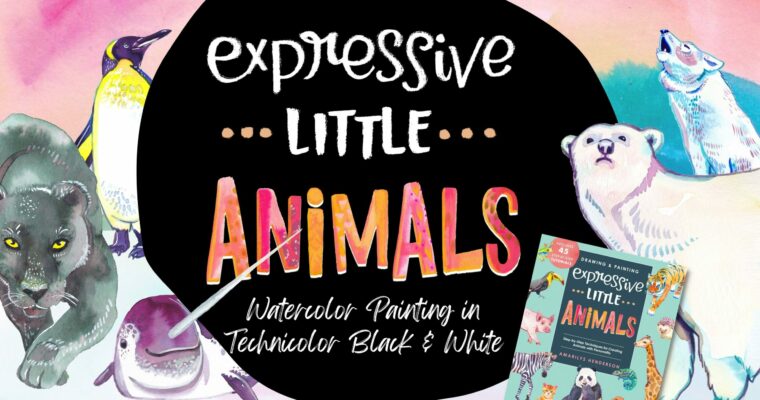 Expressive Little Animals – Watercolor Painting in Technicolor Black + White by Amarilys Henderson