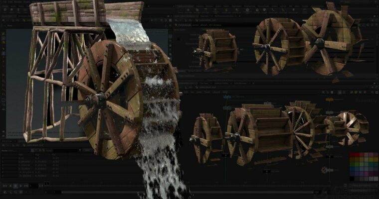 Create a Procedural Waterwheel Simulation in Houdini by David Silberbauer