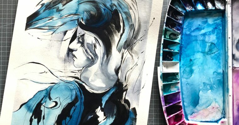 Watercolor Abstract Portrait Painting