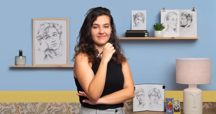 Graphite Line Drawing for Portrait Sketchbooking by Anaiz Gonzalez (Spanish, Eng sub)