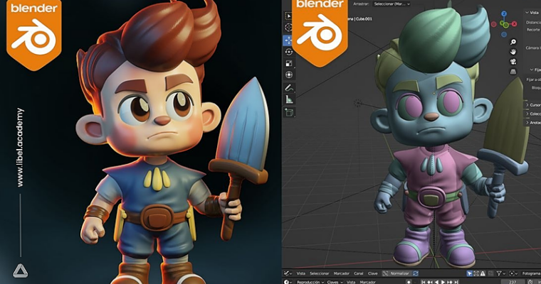 Basic character in Blender – Boy and Sword (Personaje básico en Blender – Niño y Espada (Spanish, Eng sub)