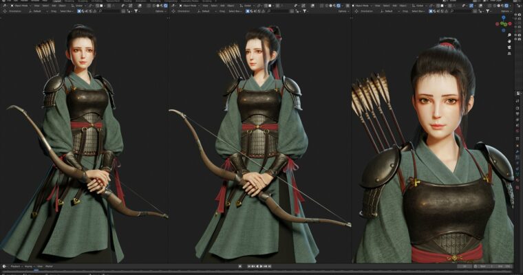 Archer Character Modeling – Blender 3.0 – Full Process videos & 3D Model by Flycat