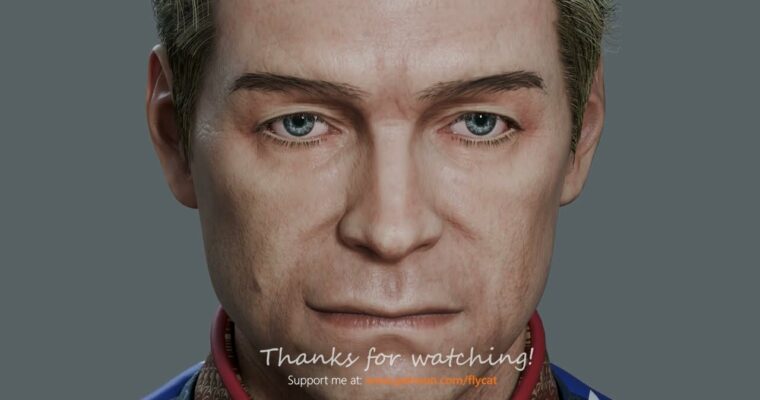 Homelander modeling – Blender – Full process videos recorded and Project file by Flycat