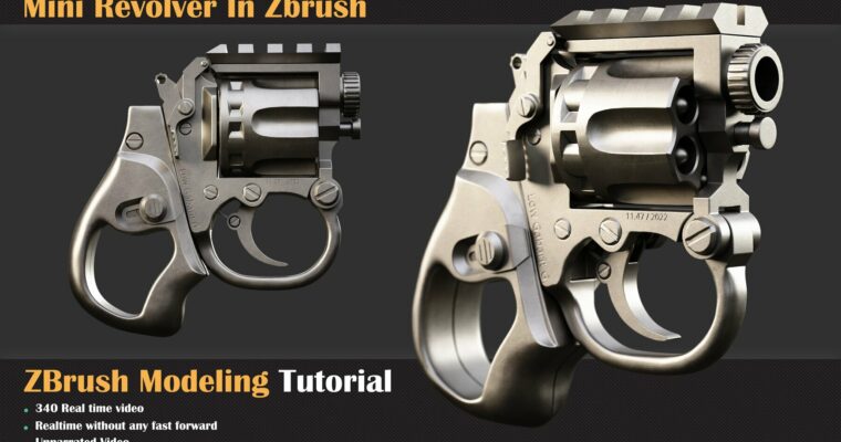 Mastering Mini Revolver Hard Surface Modeling in ZBrush by Milad Kambari (3DRedBox Studio)