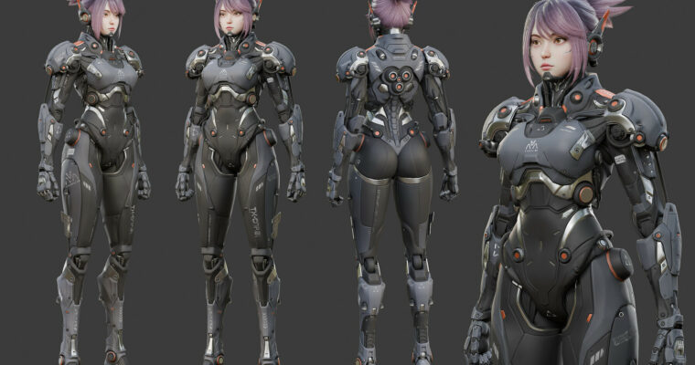 Robot Girl Modeling full process videos & source files – Blender 4.0 by Flycat