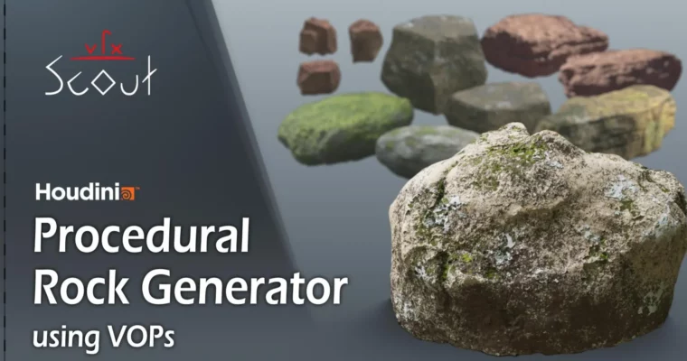 Procedural Rocks in Houdini using VOPs by Moritz H