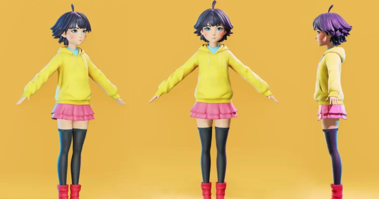 Himawari – Naruto character fan-art modeling – Blender 3.6 – 4.0 by Flycat