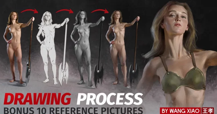 Warrior Female Drawing Process Video by Wang Xiao
