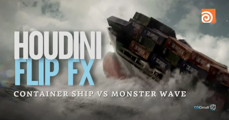 Houdini FLIP FX Container Ship vs Monster Wave by Mirco Paolini