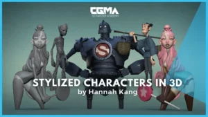 A finished 3D render of a stylized character in a dynamic pose, showing comic-book realism with clean forms and colorful polypaint.