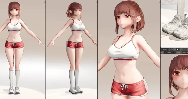 Anime Run – Blender modelling full process videos and Project files by Flycat