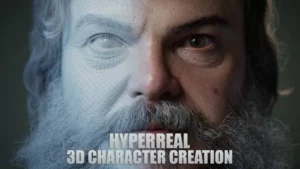 A hyperrealistic digital human face showing detailed skin pores and lighting