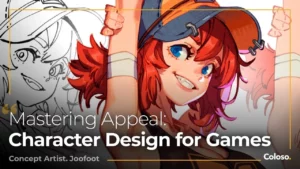 A lineup of four stylized game characters showing different body types, costumes, and color palettes.