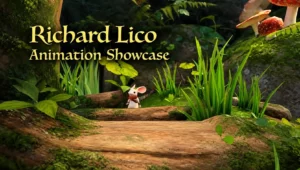 3D animator viewport showing character rig with motion paths and controls