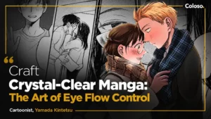 Two manga artists drawing black-and-white manga pages with dynamic pen lines
