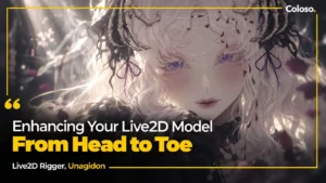 Anime VTuber girl model with long hair rigged in Live2D Cubism interface