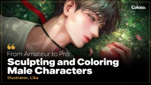 Handsome male anime character with detailed eyes, hair and dramatic lighting