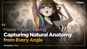 Anime figure sketches showing full-body anatomy, gestures and angles on paper