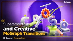 Colorful 3D abstract shapes with glossy textures in dynamic motion scene