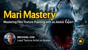 Realistic creature head with detailed skin texture in Mari viewport