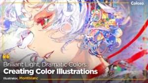 Vibrant anime illustration with dramatic rim light and luminous color
